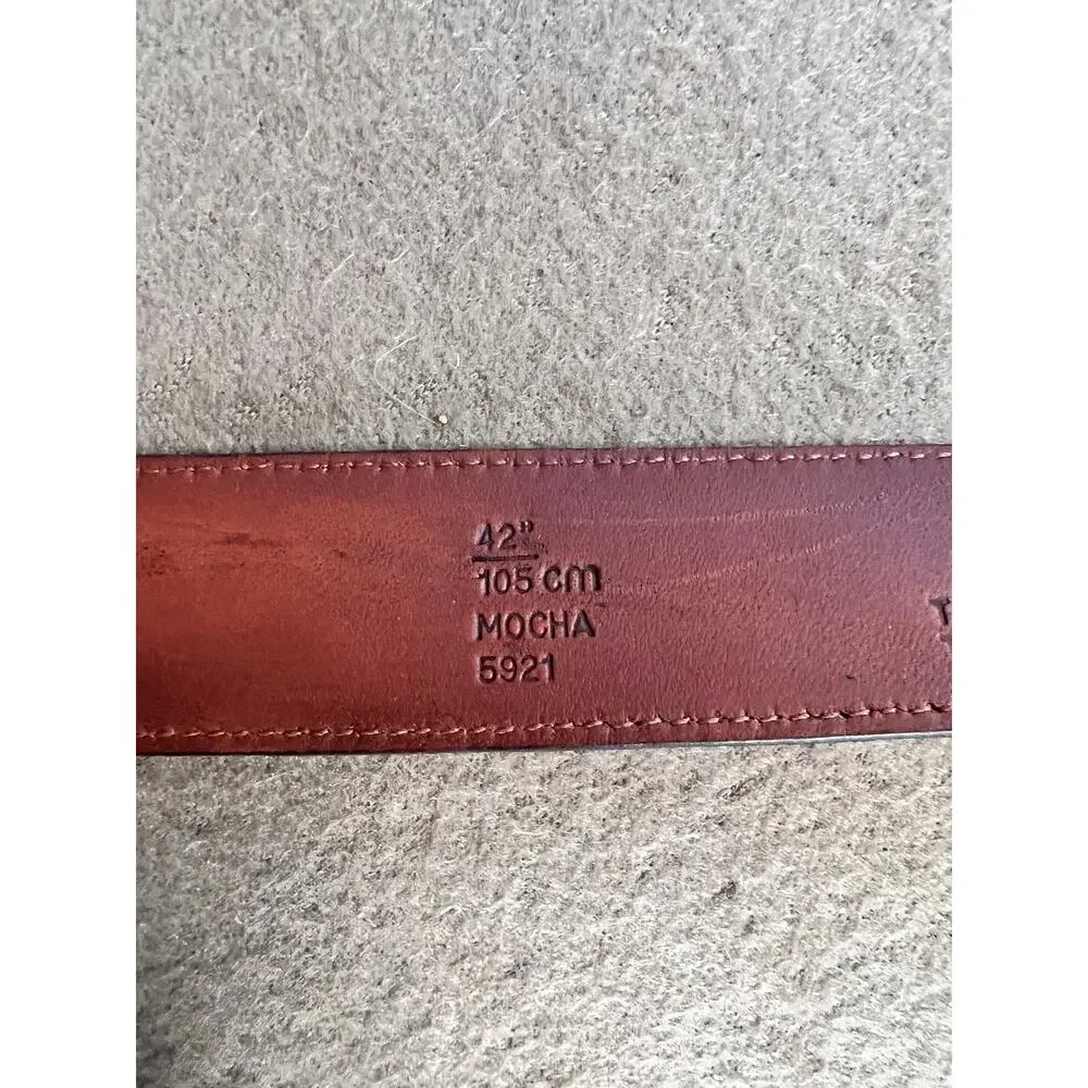 Vintage Coach Mocha Brown Men's Leather Belt #5921 Made In USA 42